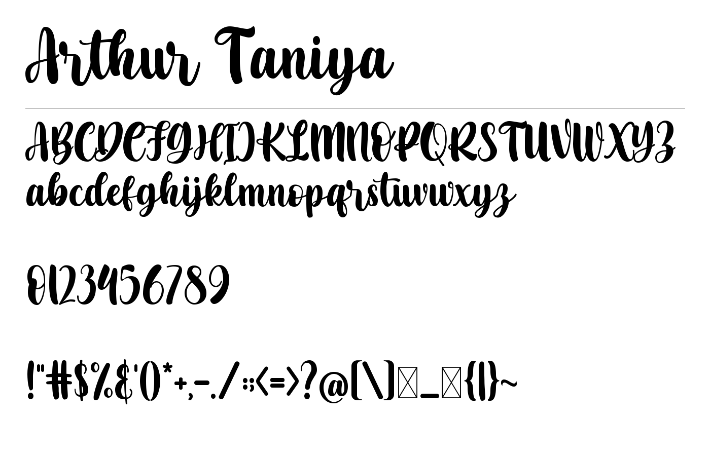 Arthur Taniya Font preview