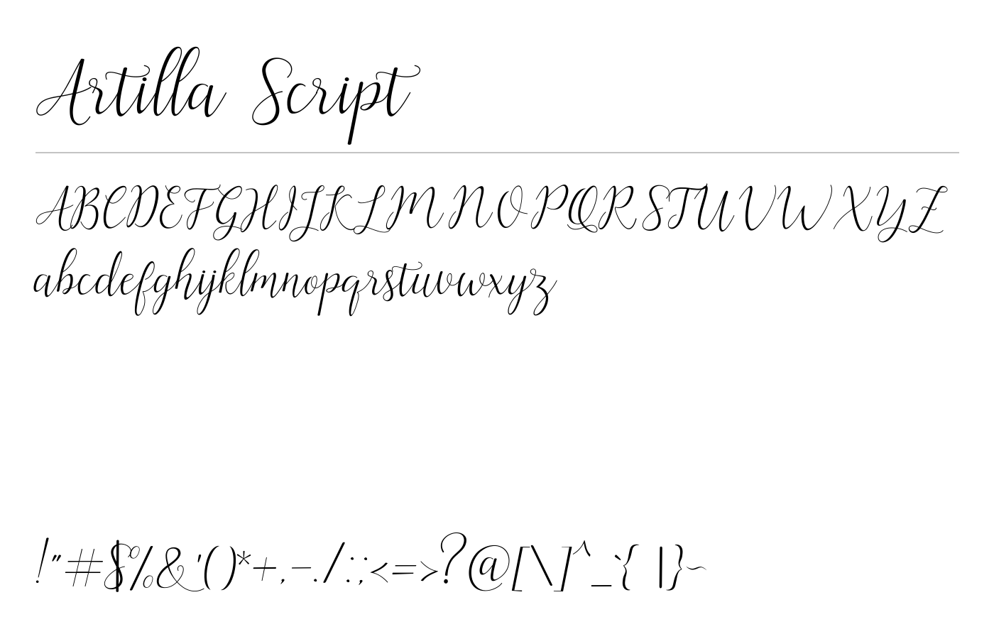 Artilla Script Font preview