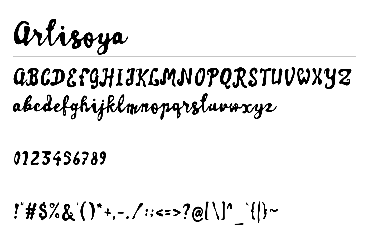 Artisoya Font preview