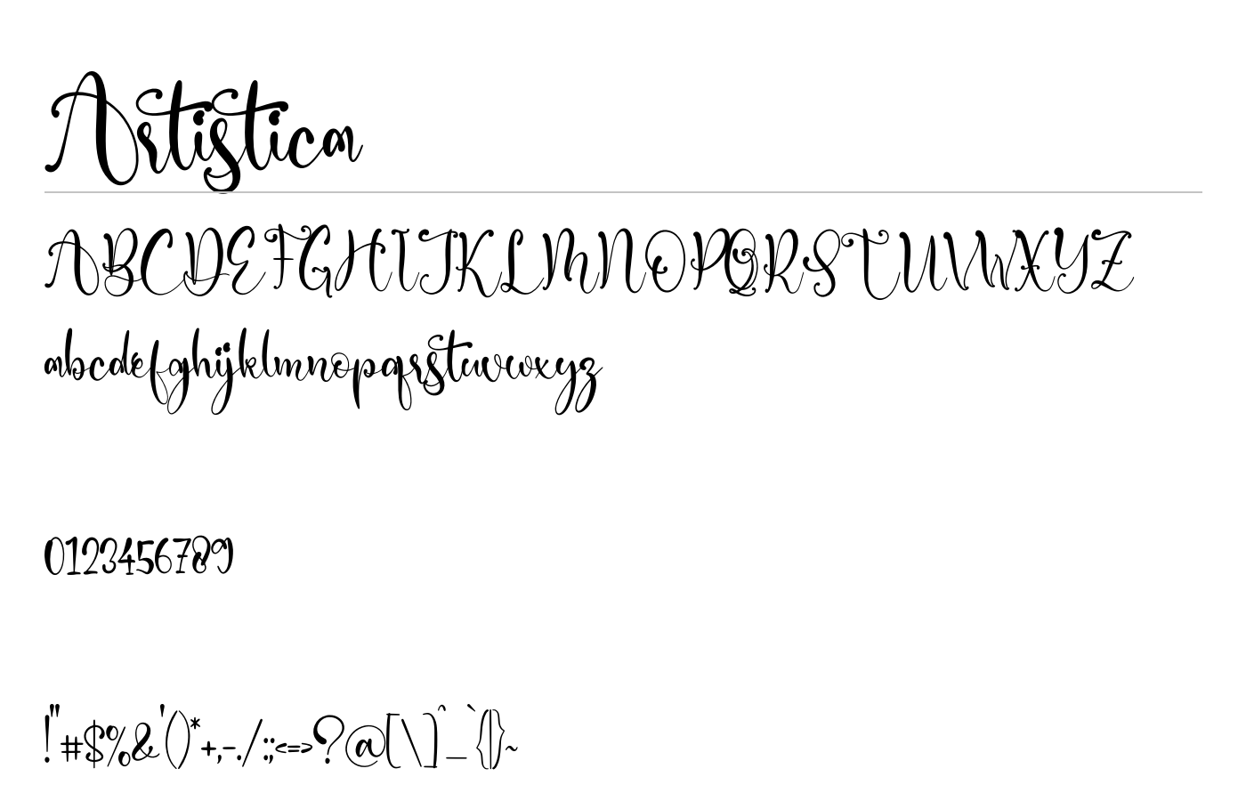Artistica Font preview