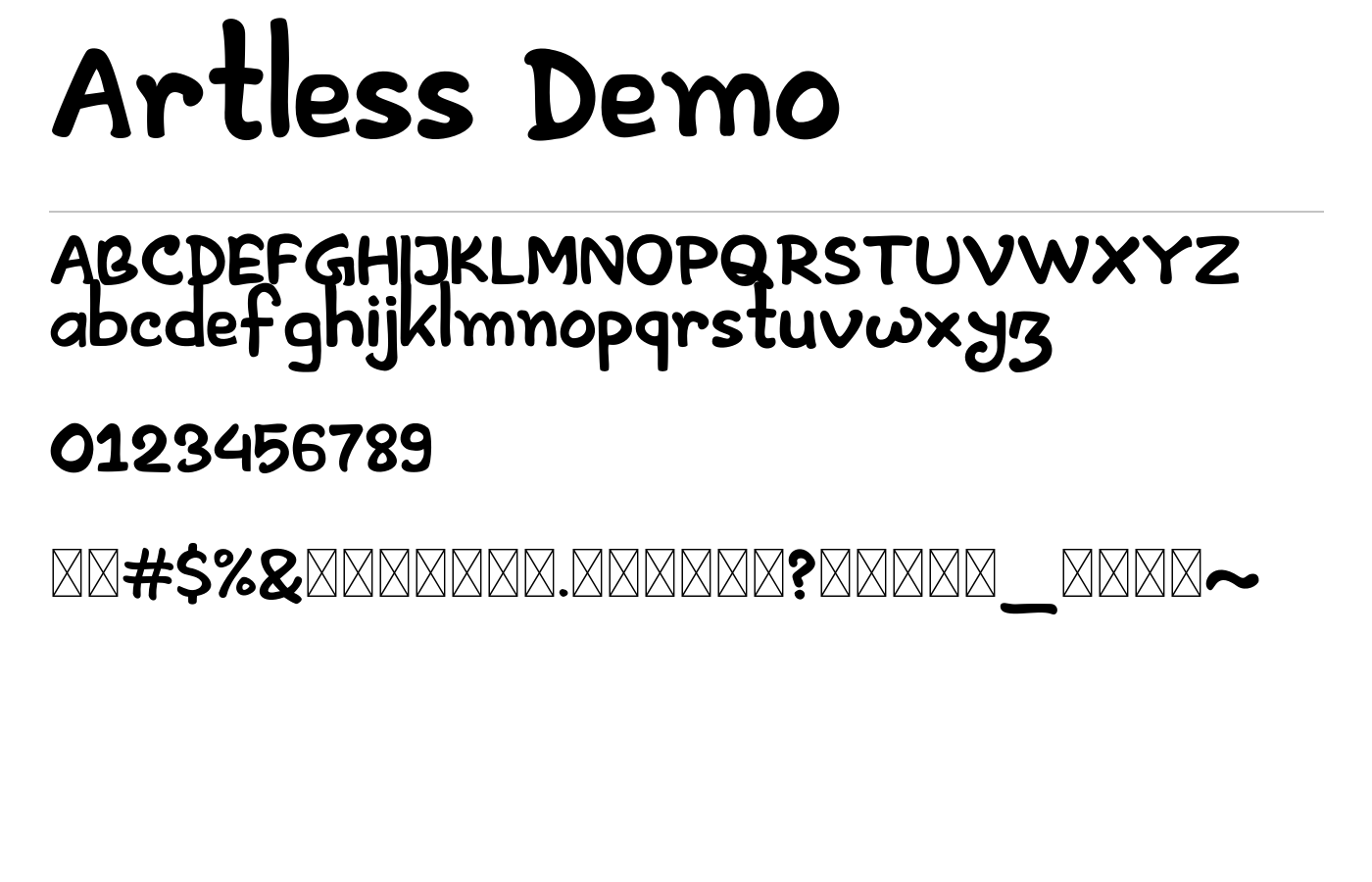 Artless Demo Font preview