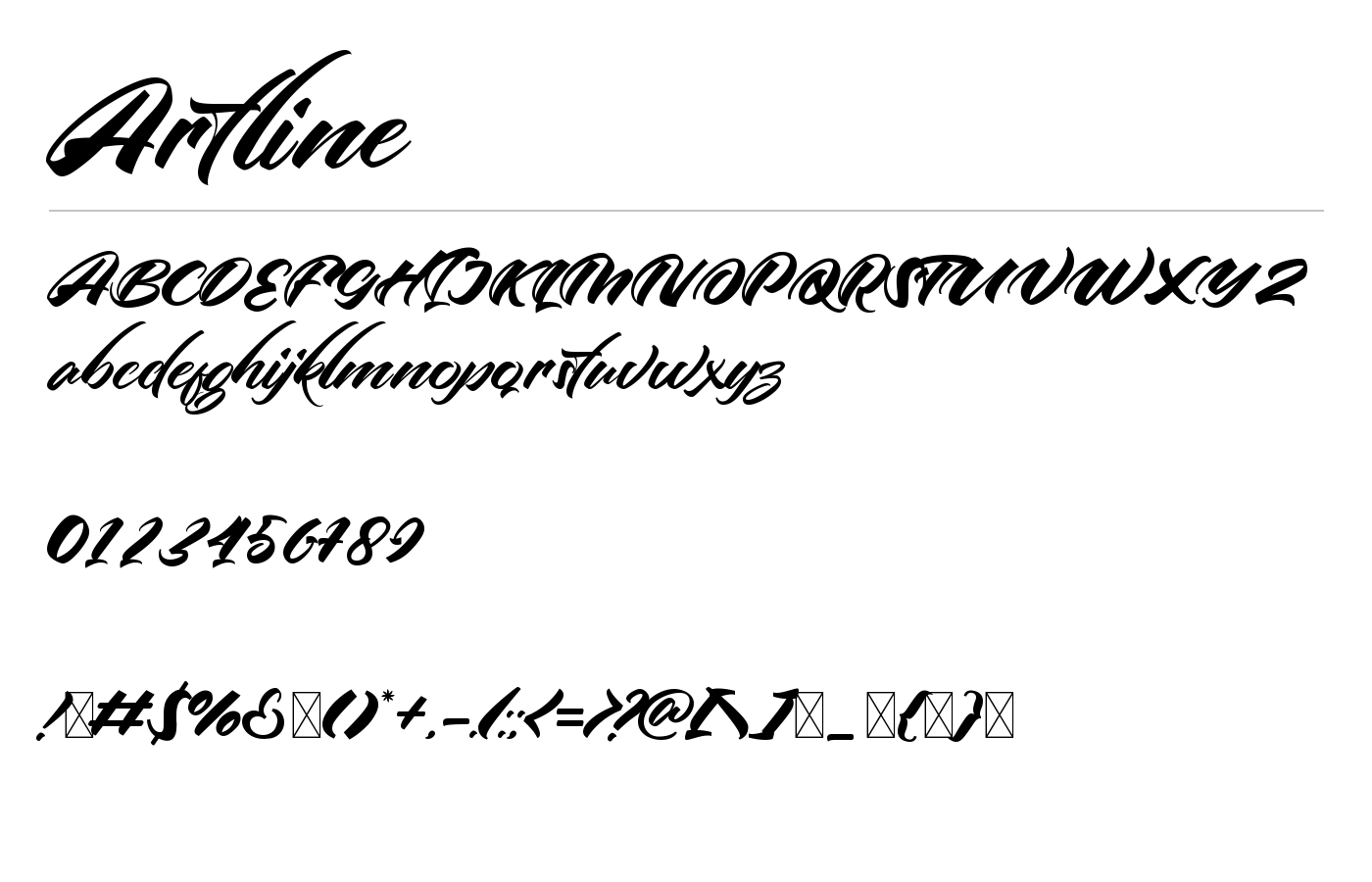 Artline Font preview