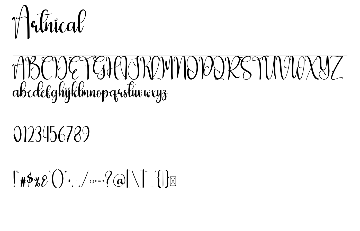 Artnical Font preview