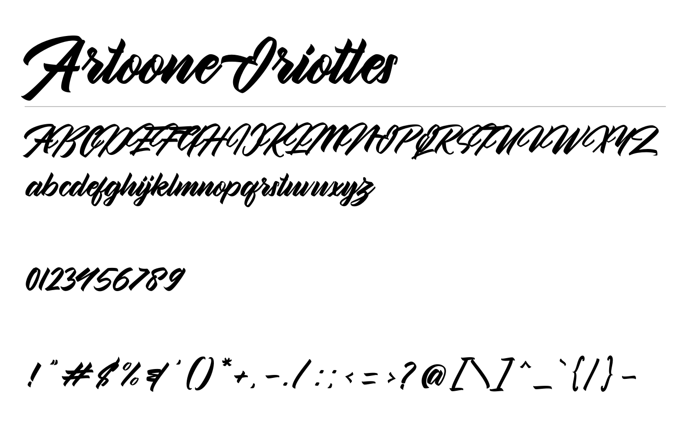 Artoone Oriottes Font preview