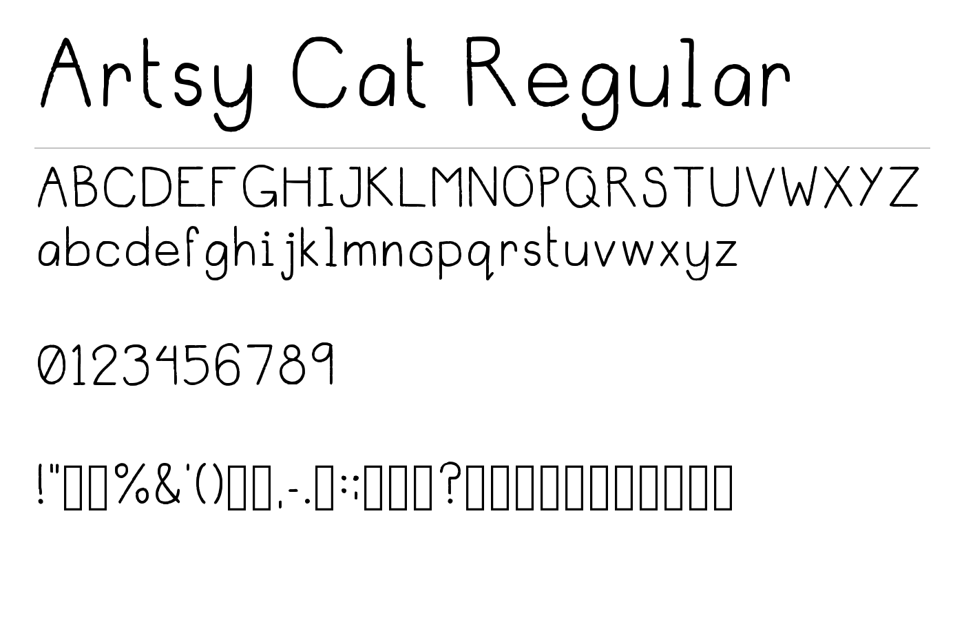 Artsy Cat Regular Font preview