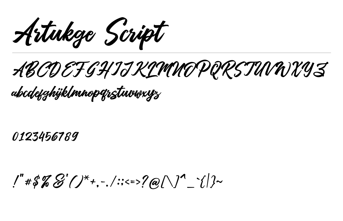 Artukge Script Font preview