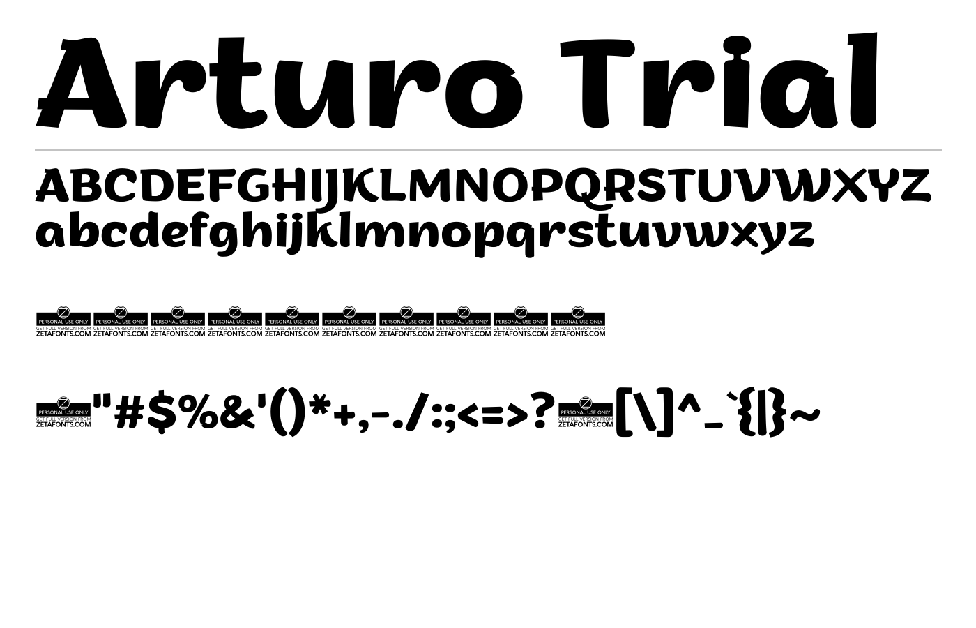 Arturo Trial Font preview