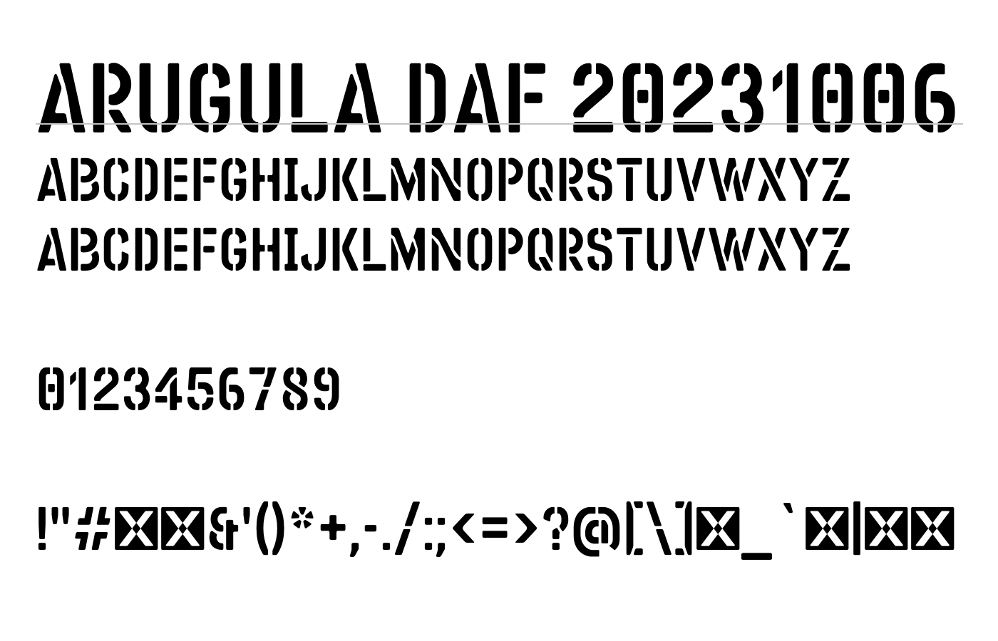 Arugula DAF 20231006 Font preview