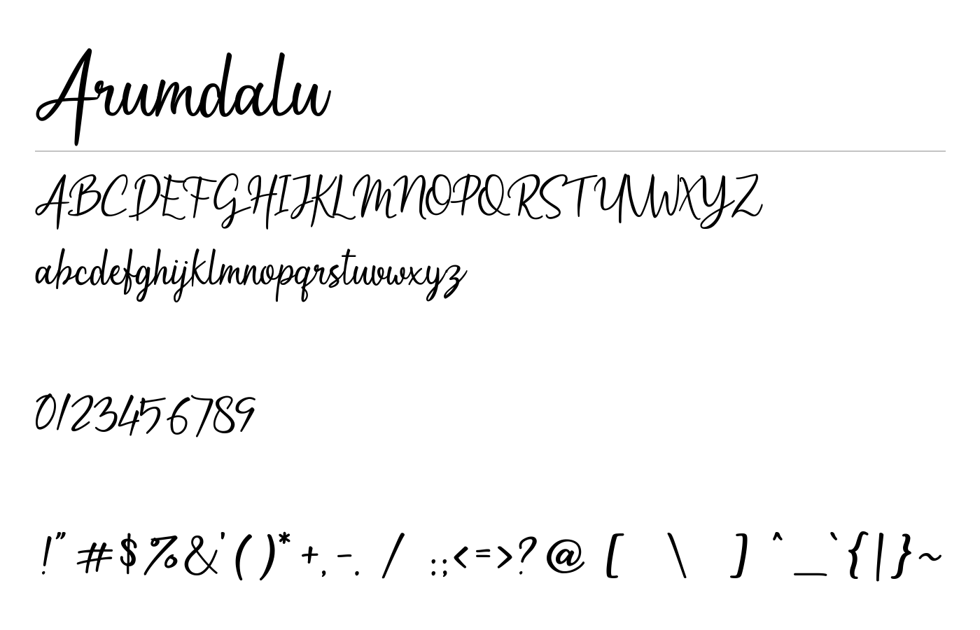 Arumdalu Font preview