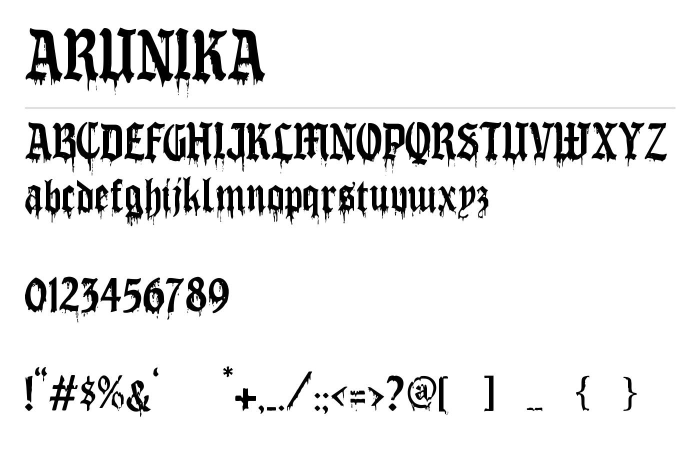 ARUNIKA Font preview