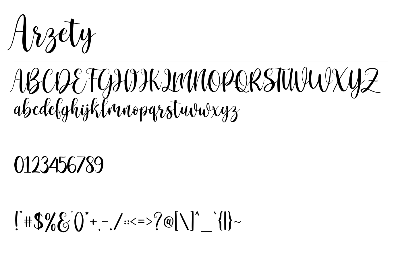 Arzety Font preview