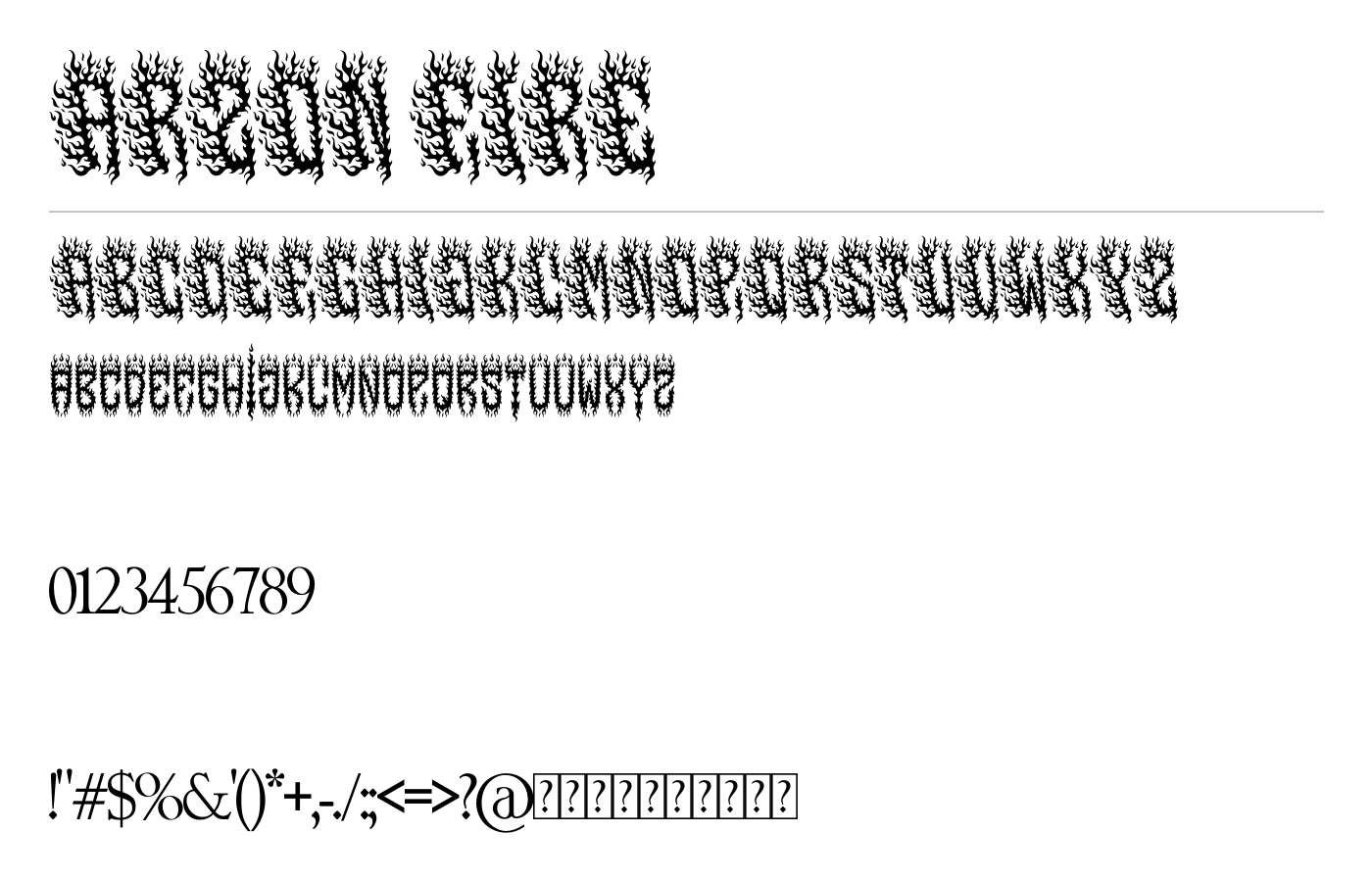 ARZON FIRE Font preview