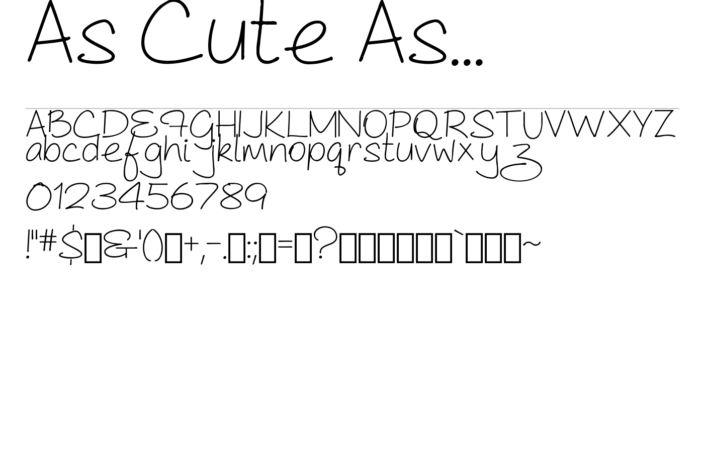 As Cute As... Font preview