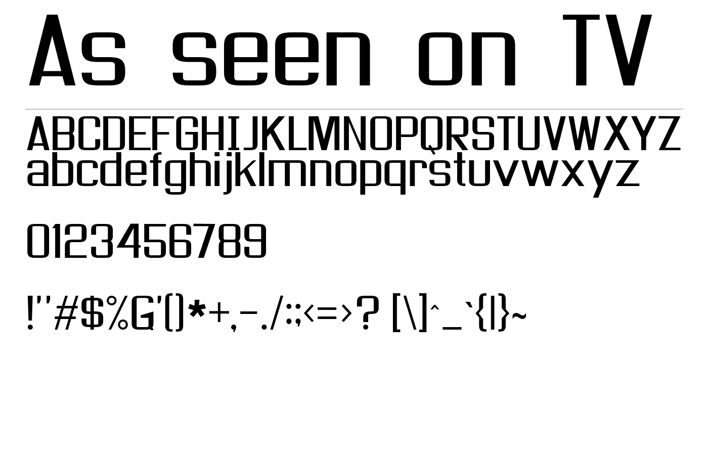 As seen on TV Font preview