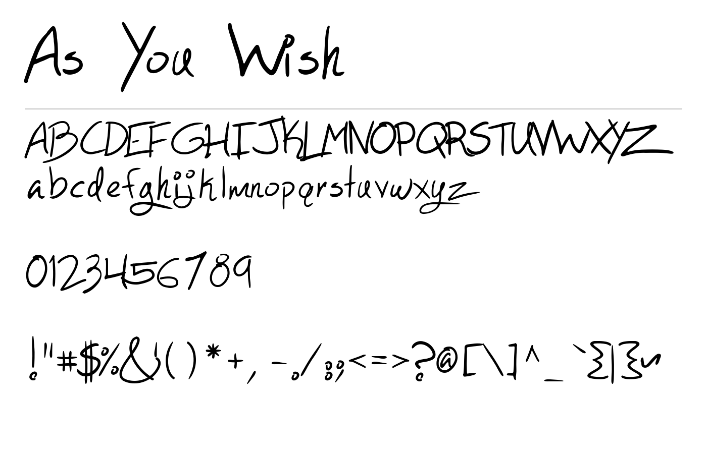 As You Wish Font preview