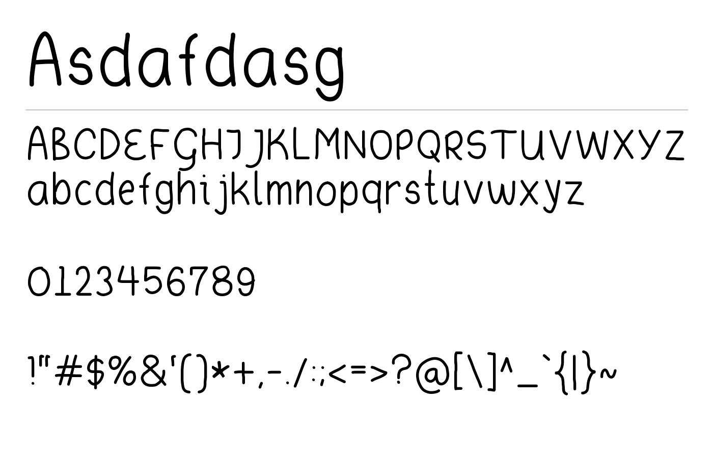 Asdafdasg Font preview