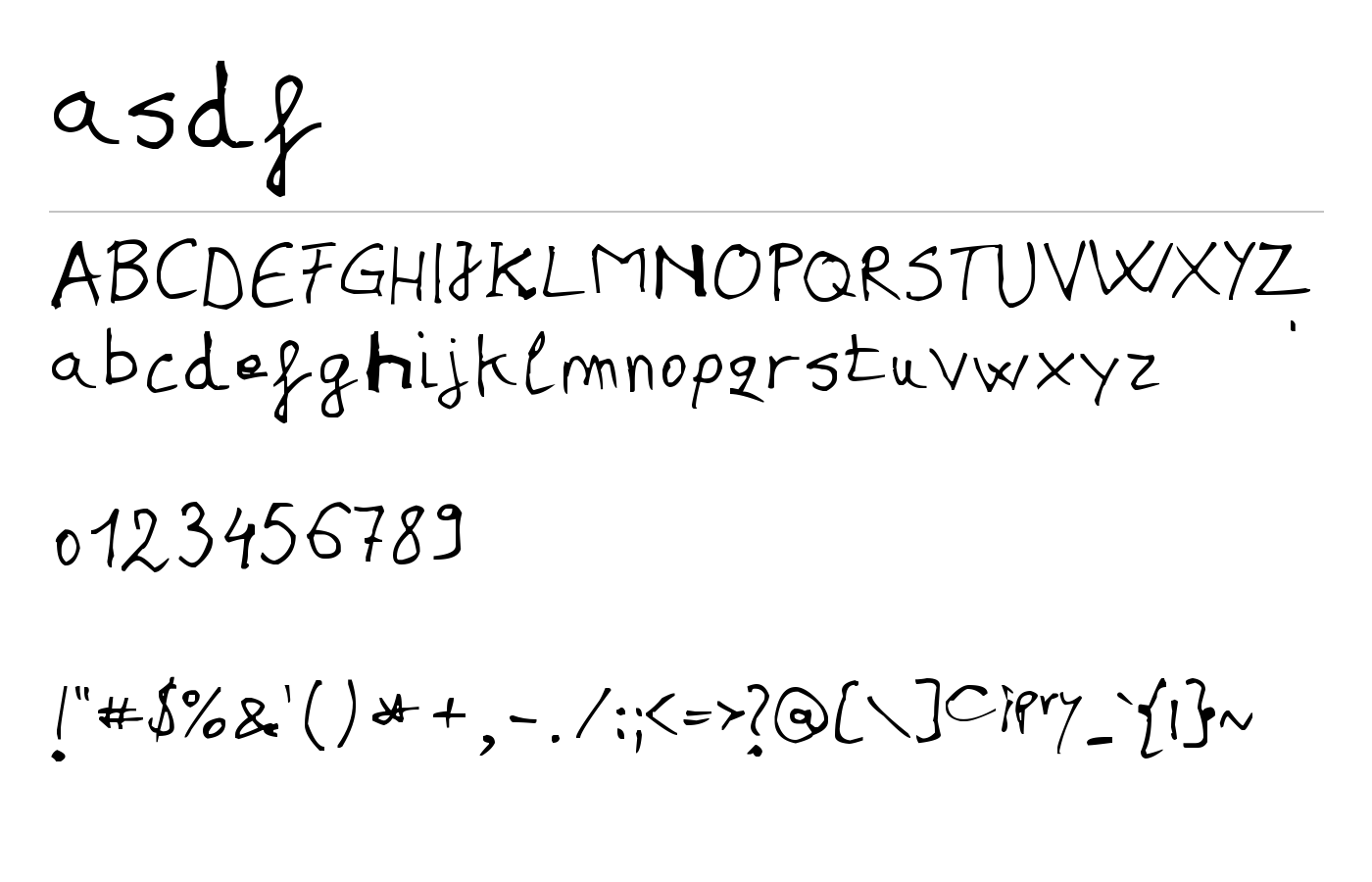 asdf Font preview