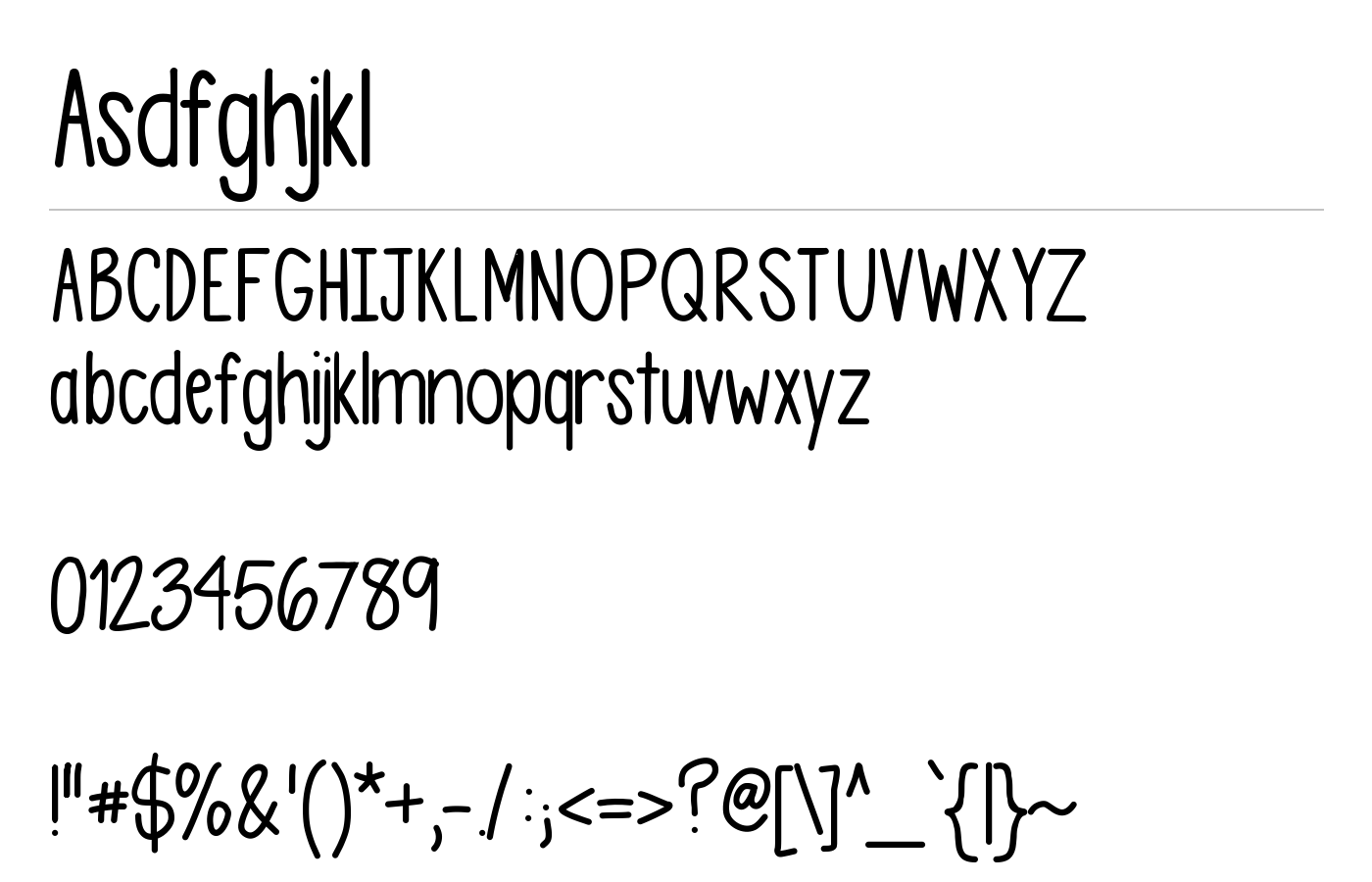 Asdfghjkl Font preview