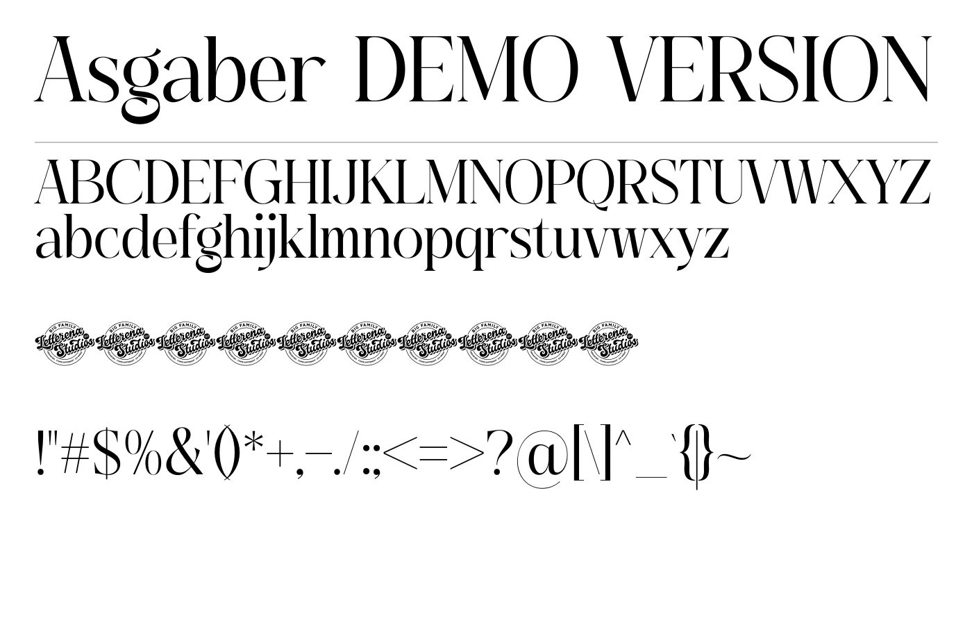 Asgaber DEMO VERSION Font preview