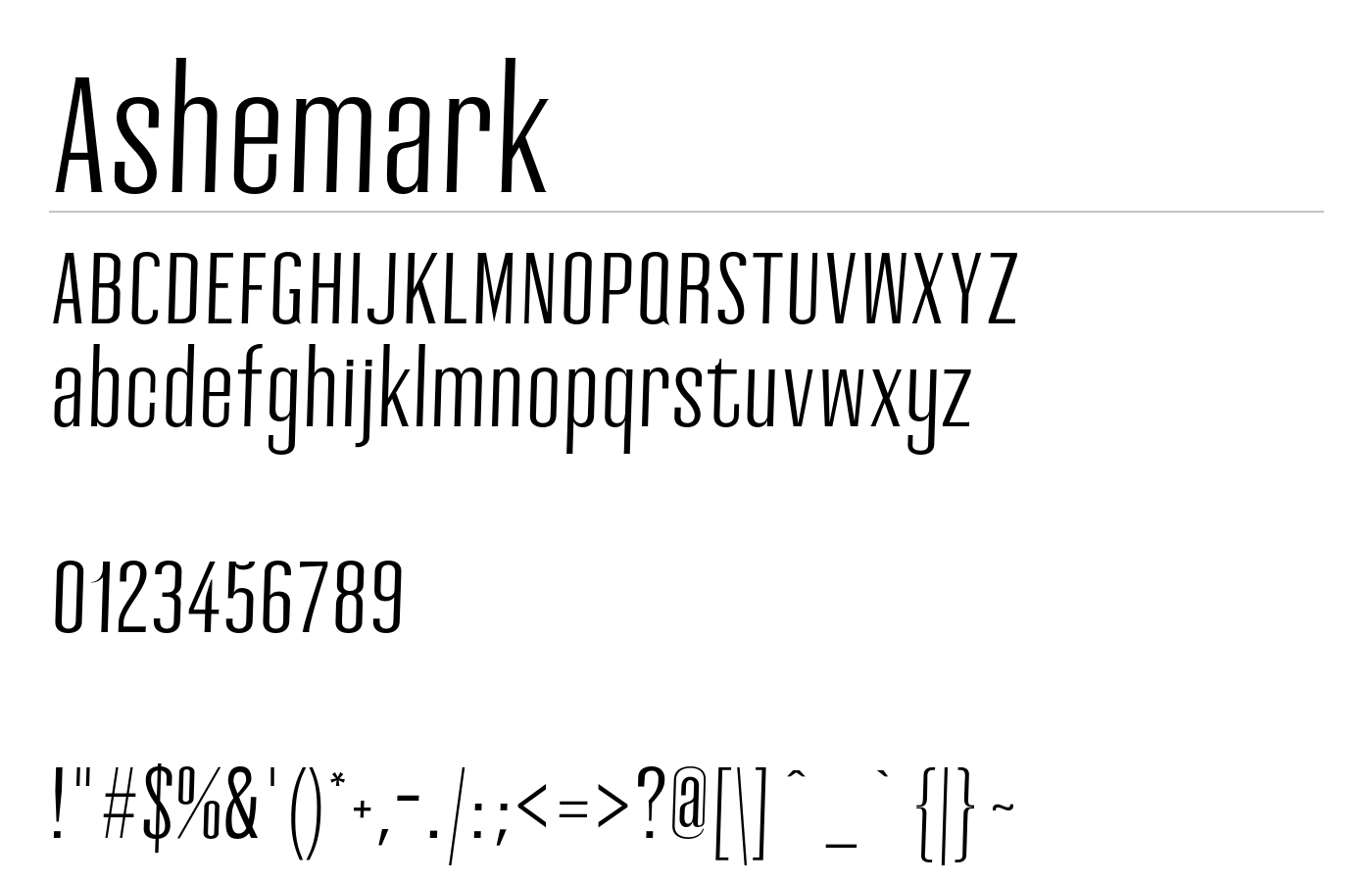 Ashemark Font preview