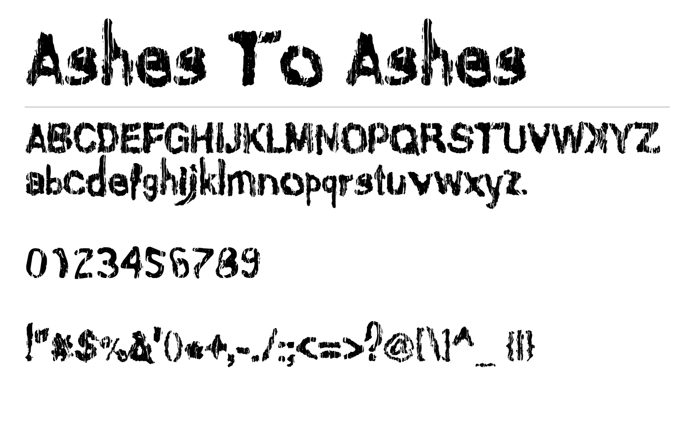 Ashes To Ashes Font preview