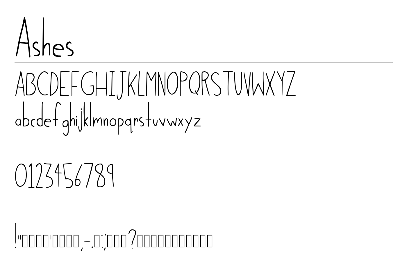 Ashes Font preview