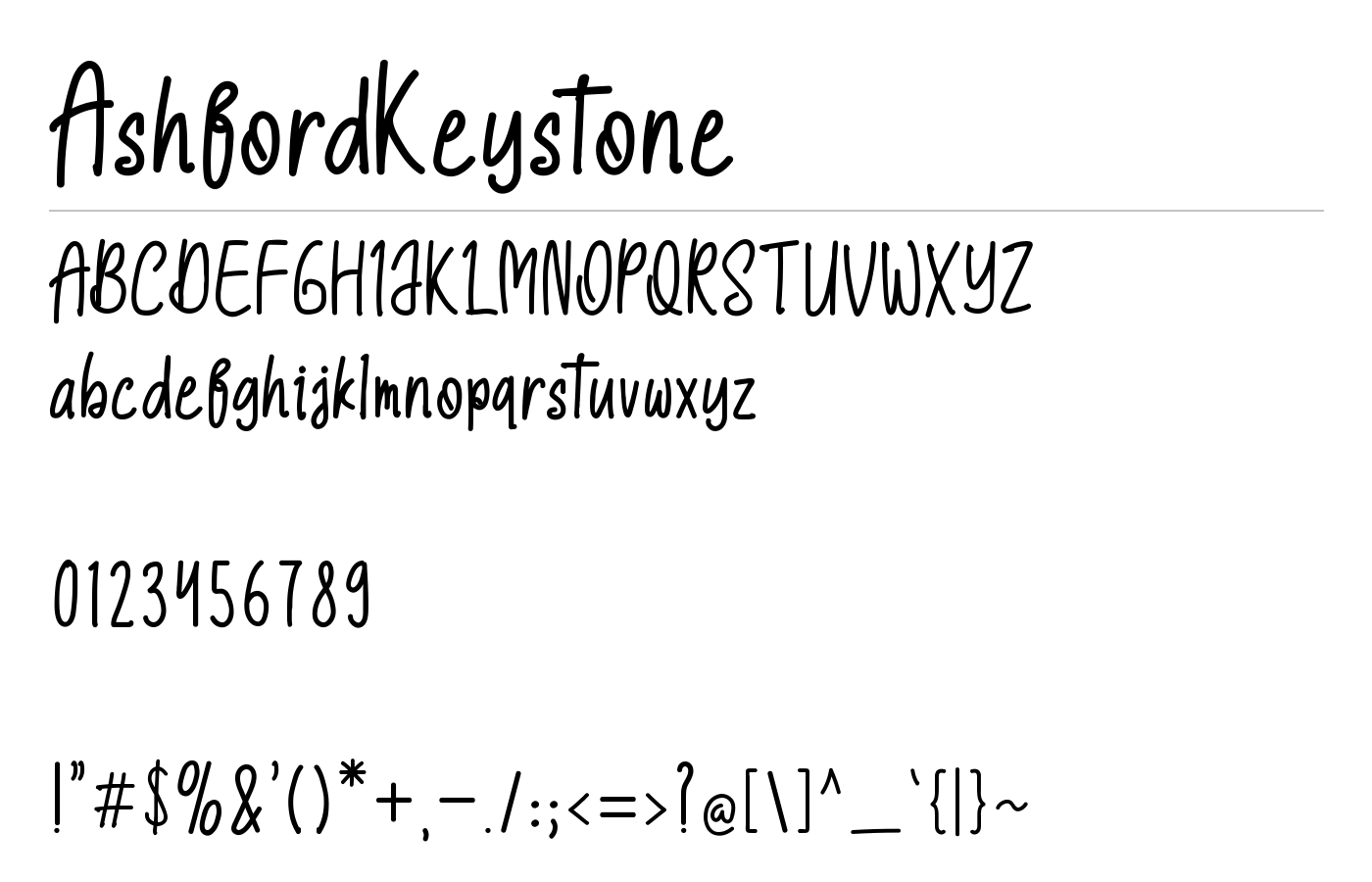 AshfordKeystone Font preview