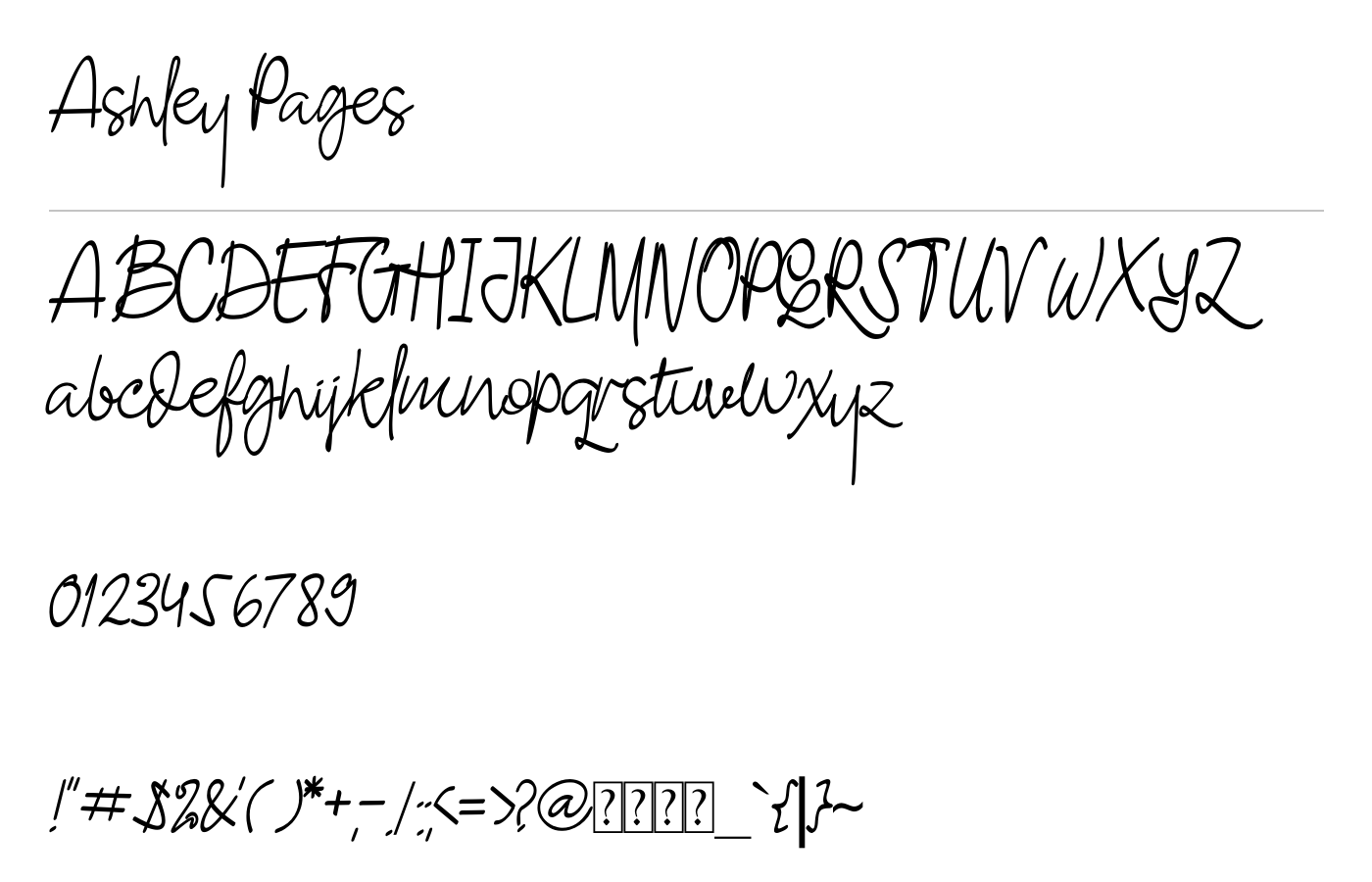 Ashley Pages Font preview