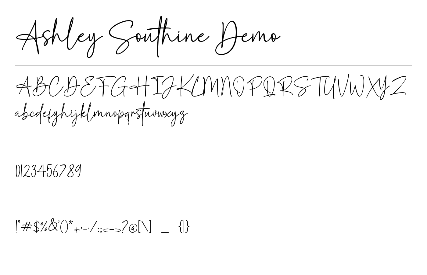 Ashley Southine Demo Font preview