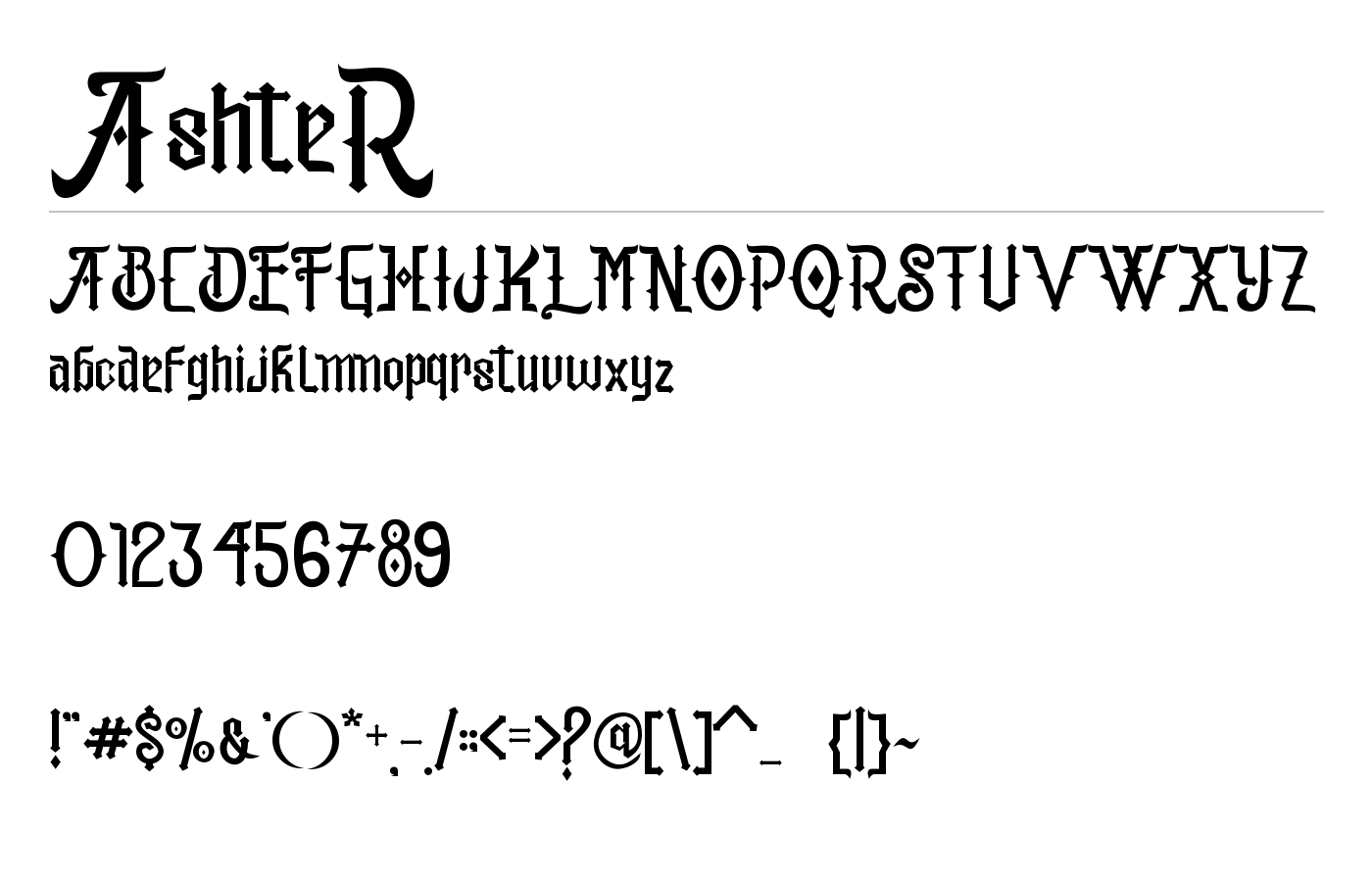 AshteR Font preview