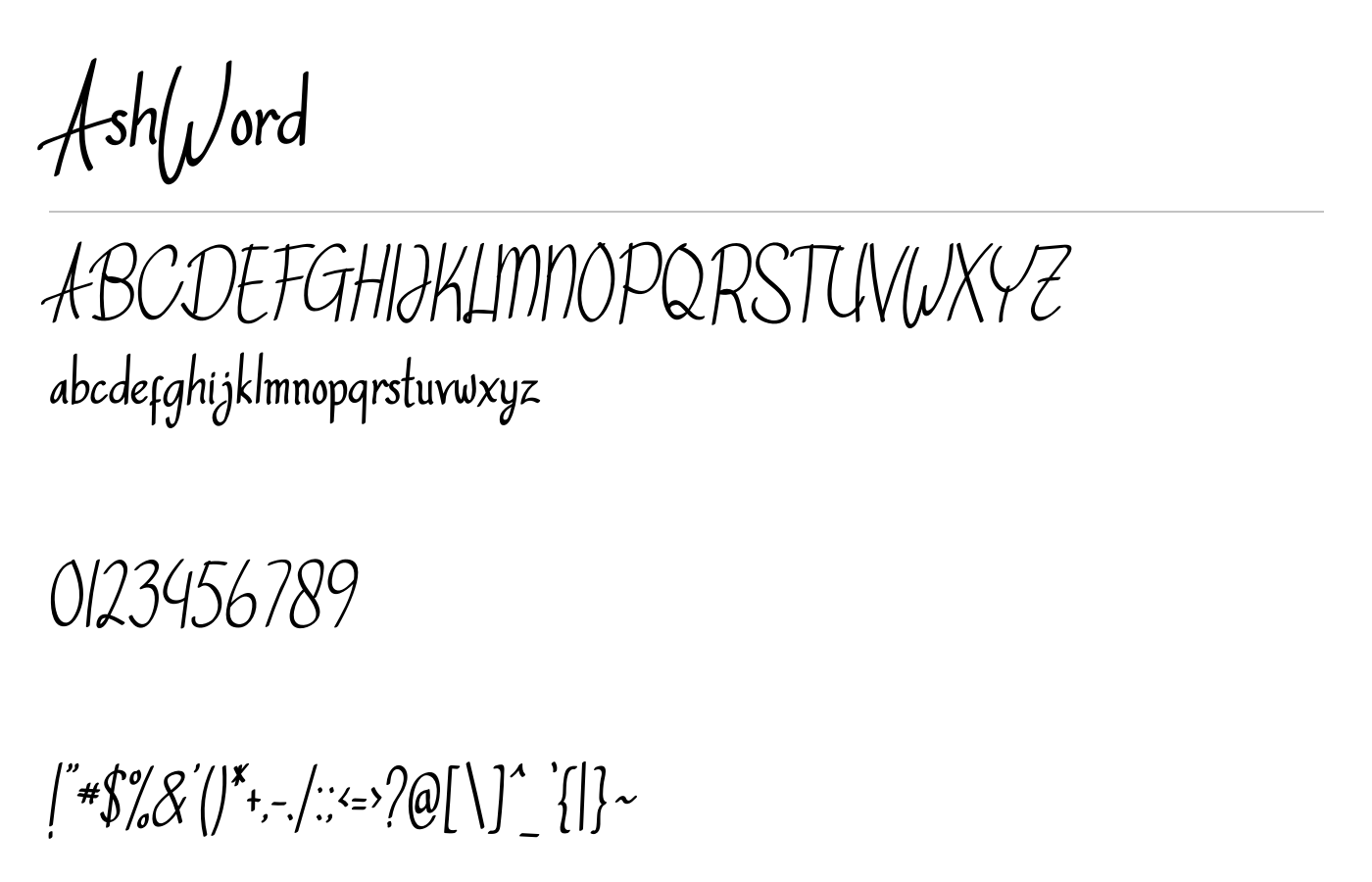 AshWord Font preview