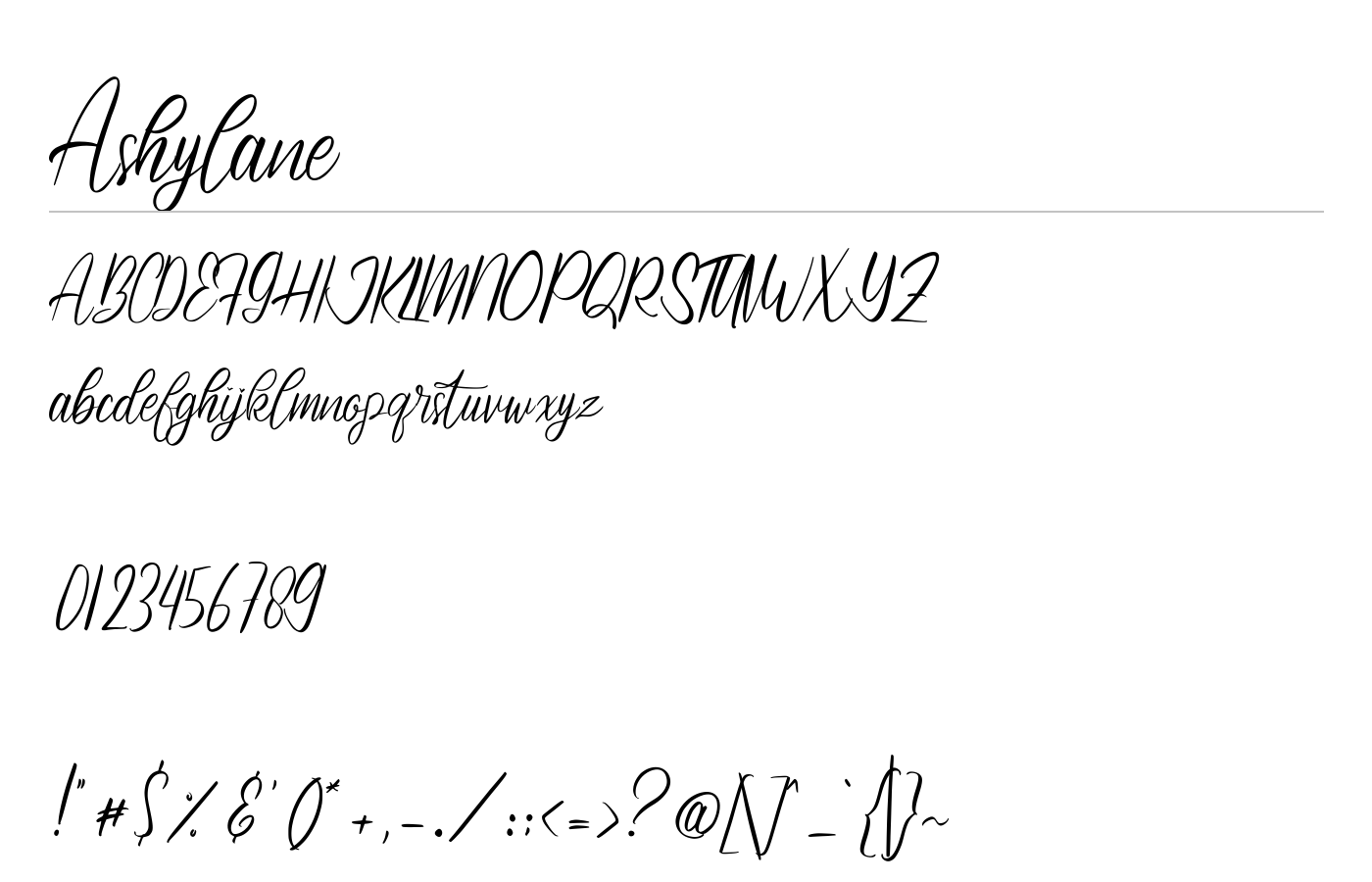 Ashylane Font preview