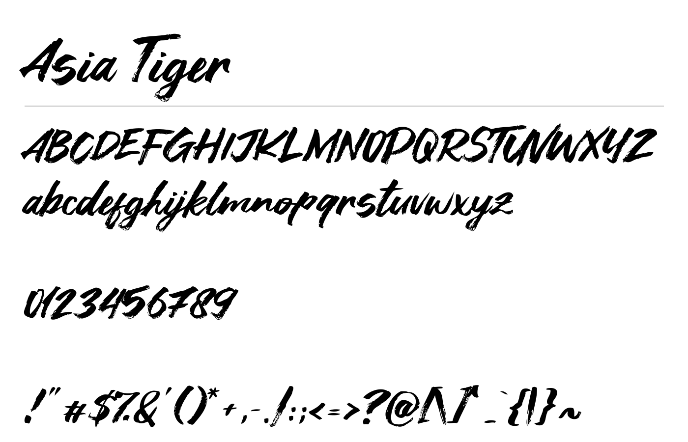 Asia Tiger Font preview