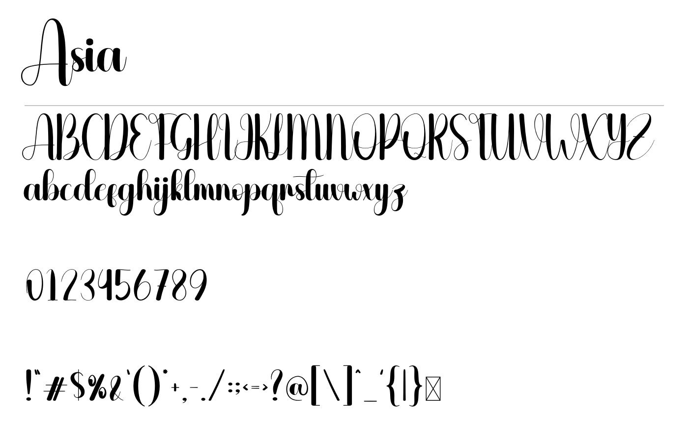 Asia Font preview