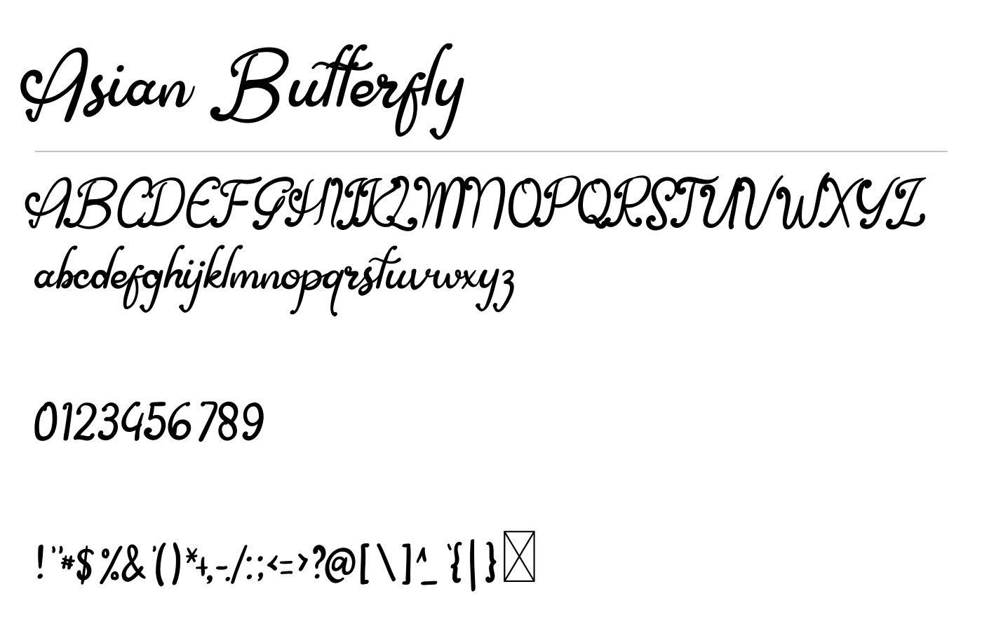 Asian Butterfly Font preview