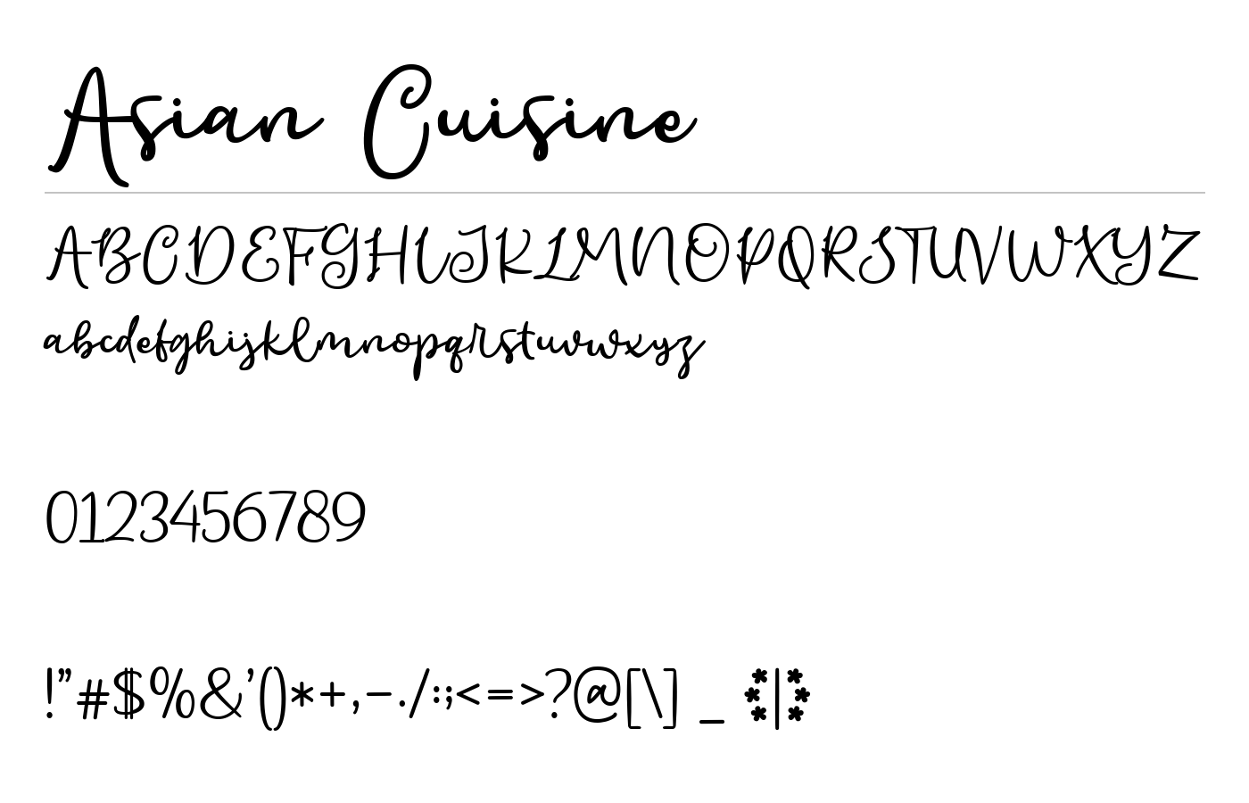 Asian Cuisine Font preview