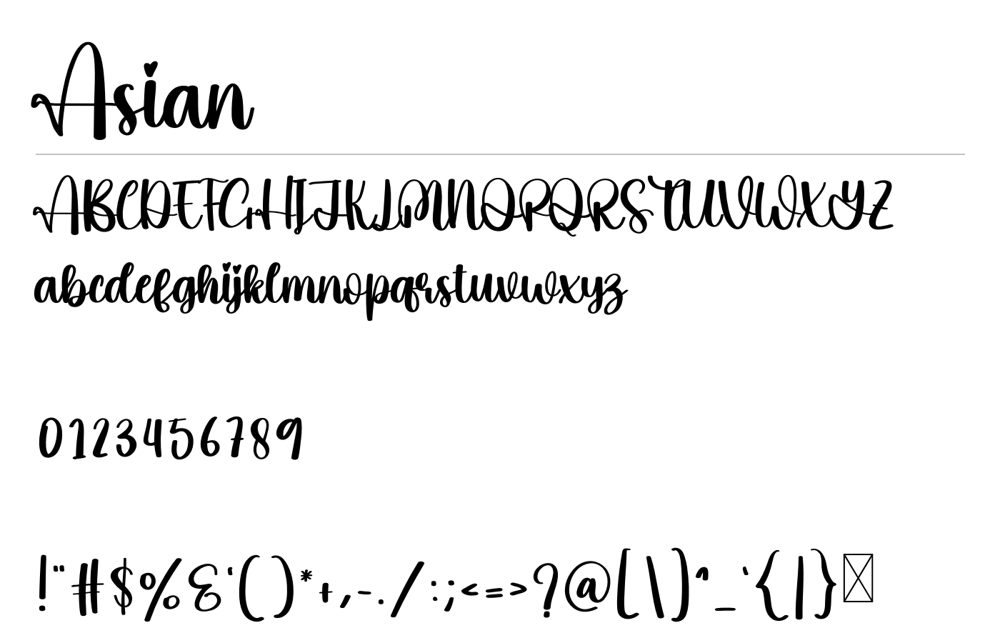 Asian Font preview
