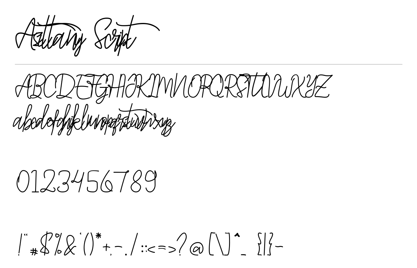 Asittany Script Font preview