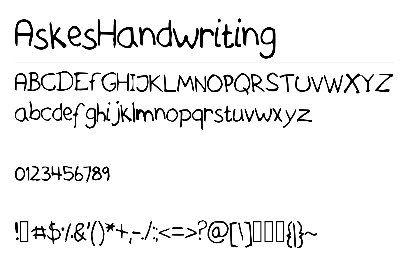 AskesHandwriting Font preview