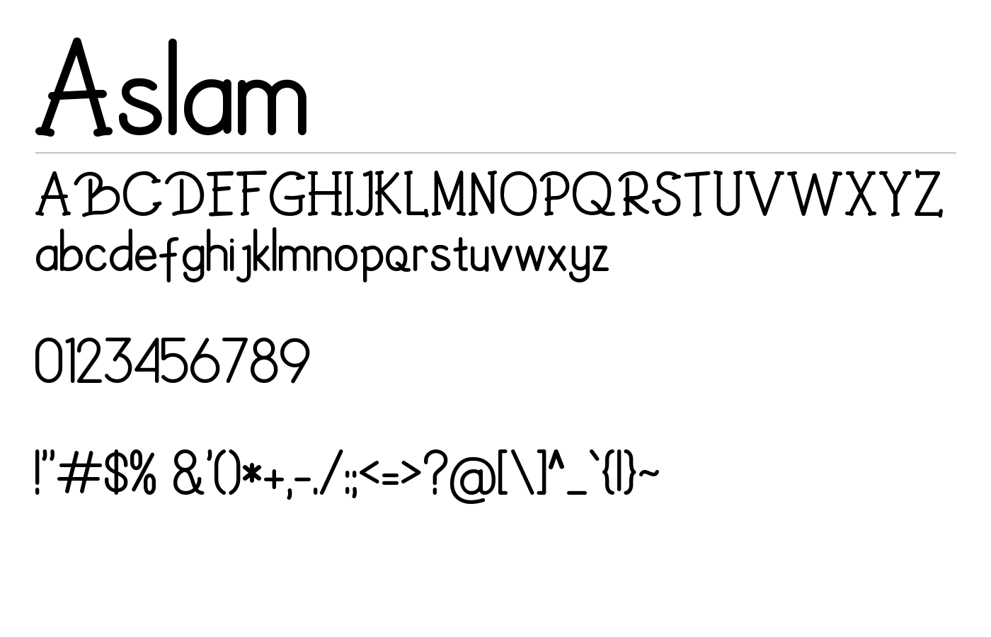 Aslam Font preview