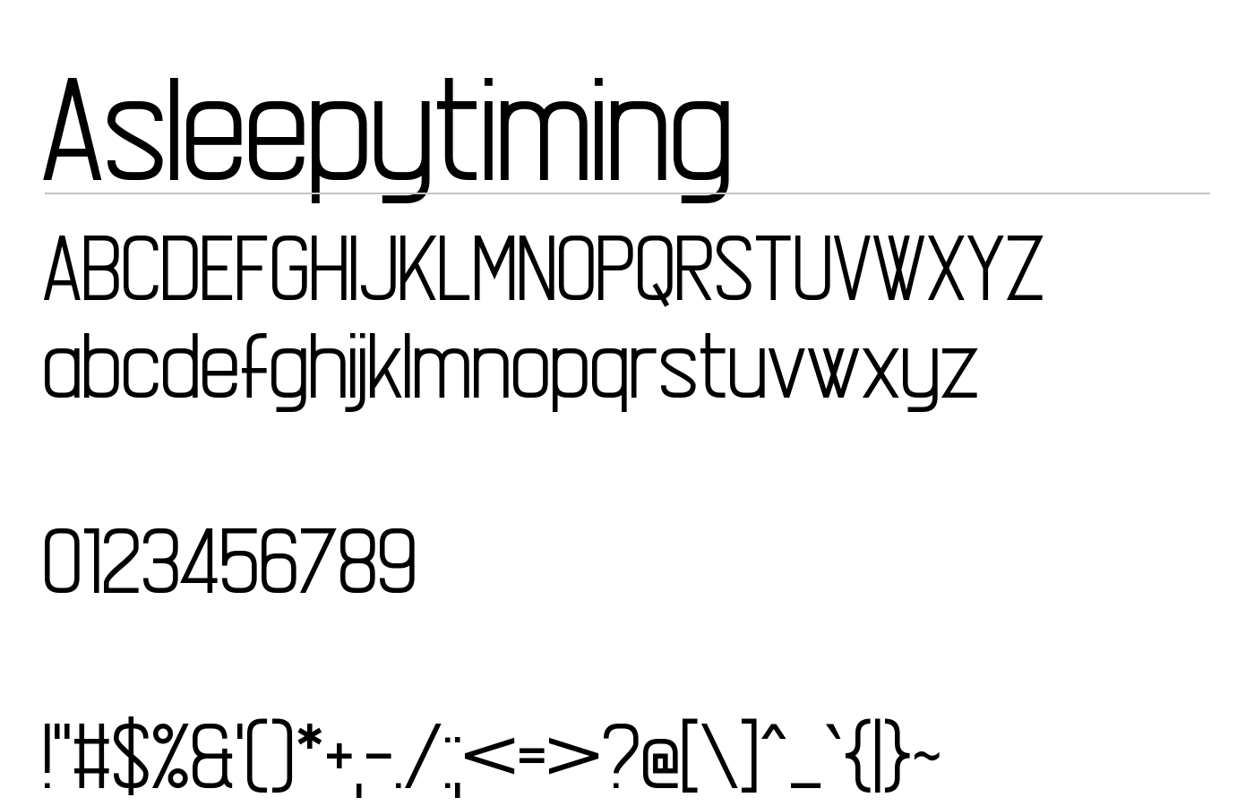 Asleepytiming Font preview