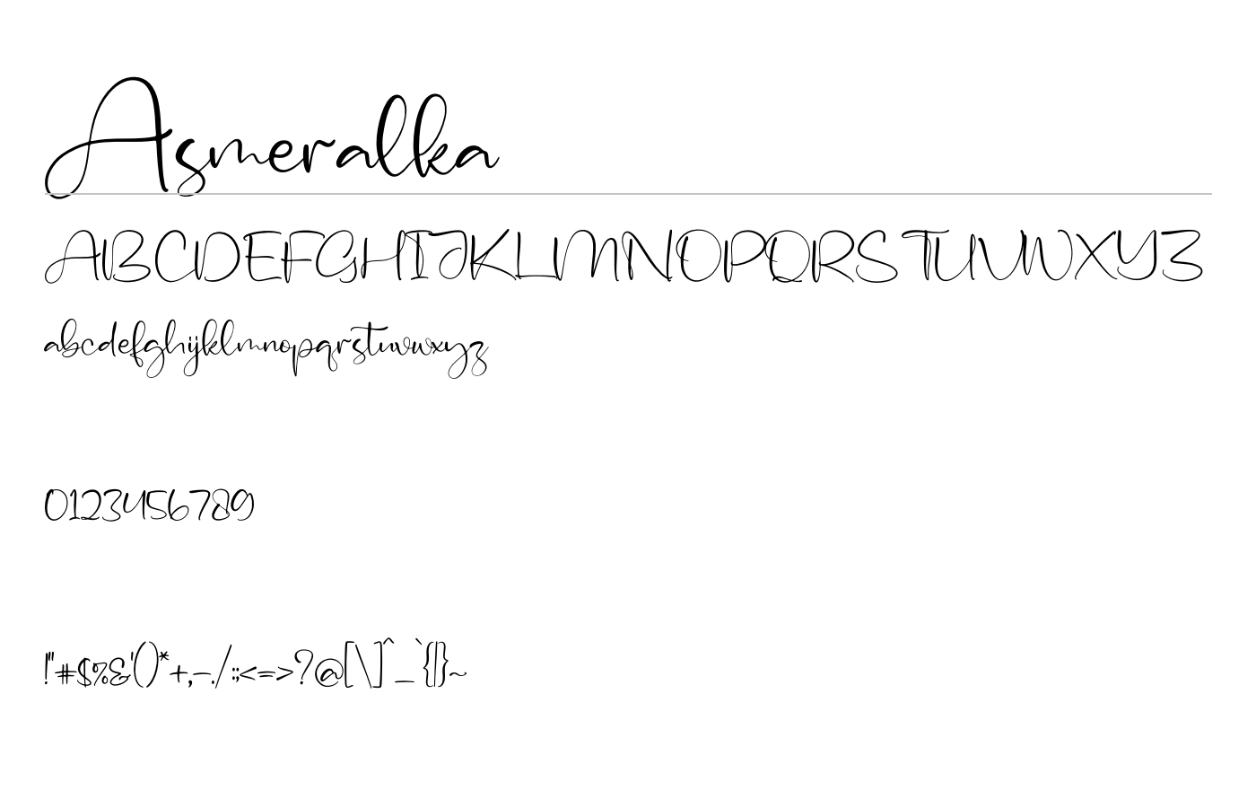 Asmeralka Font preview