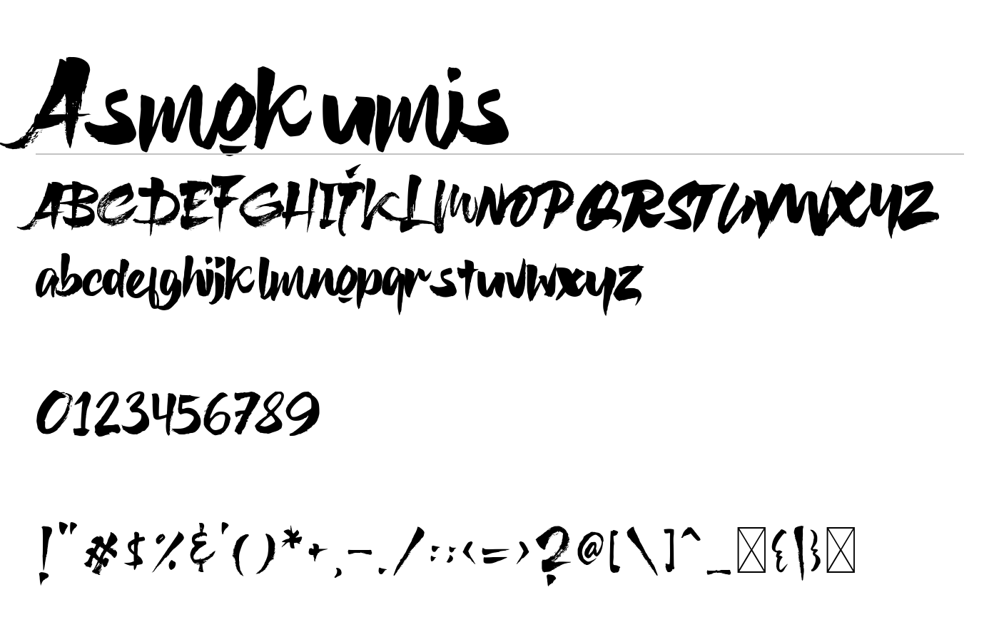 Asmokumis Font preview