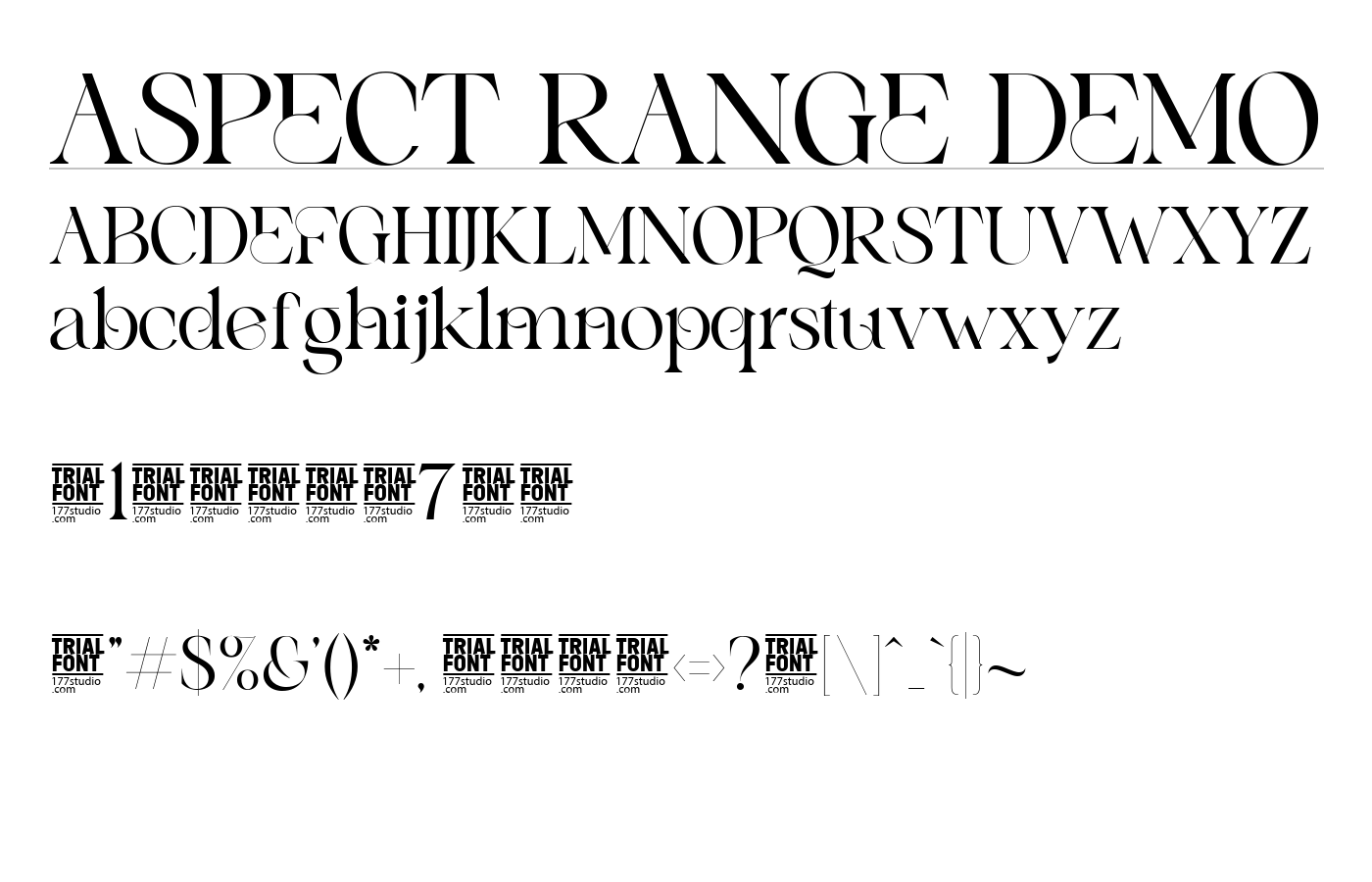 ASPECT RANGE DEMO Font preview