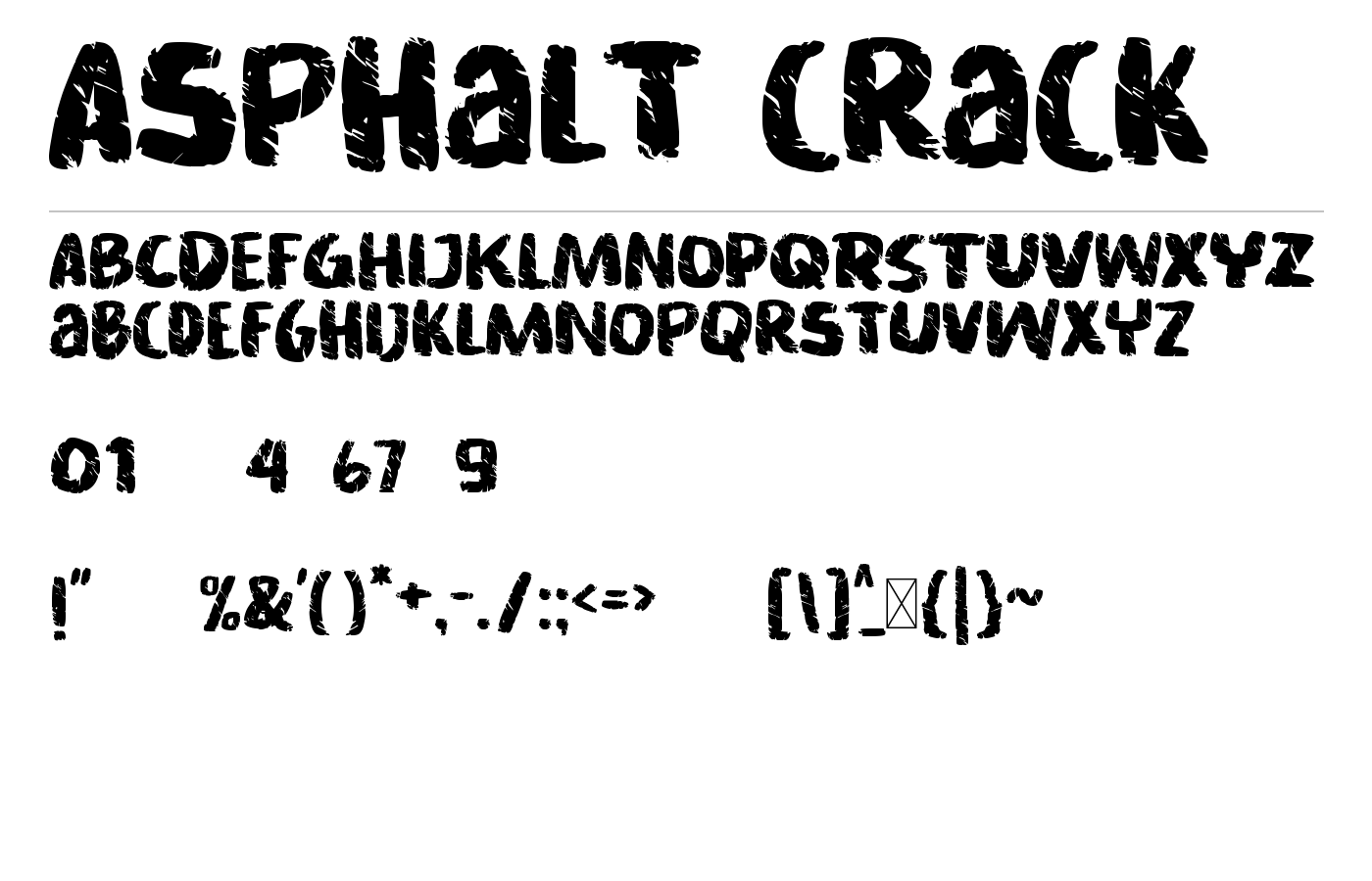 Asphalt crack Font preview