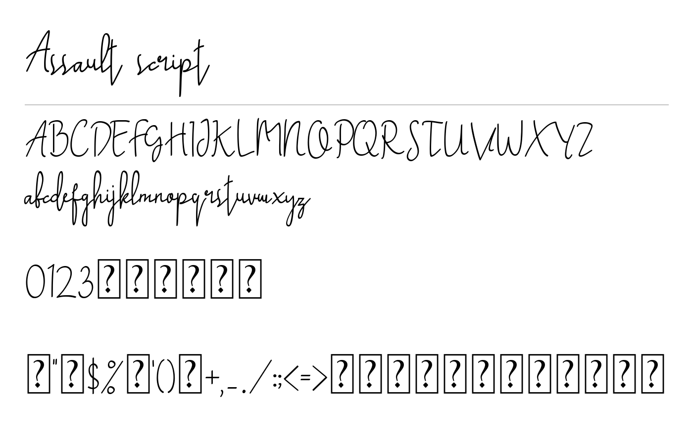 Assault script Font preview