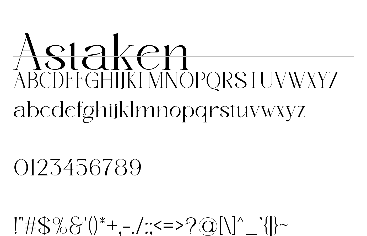 Astaken Font preview