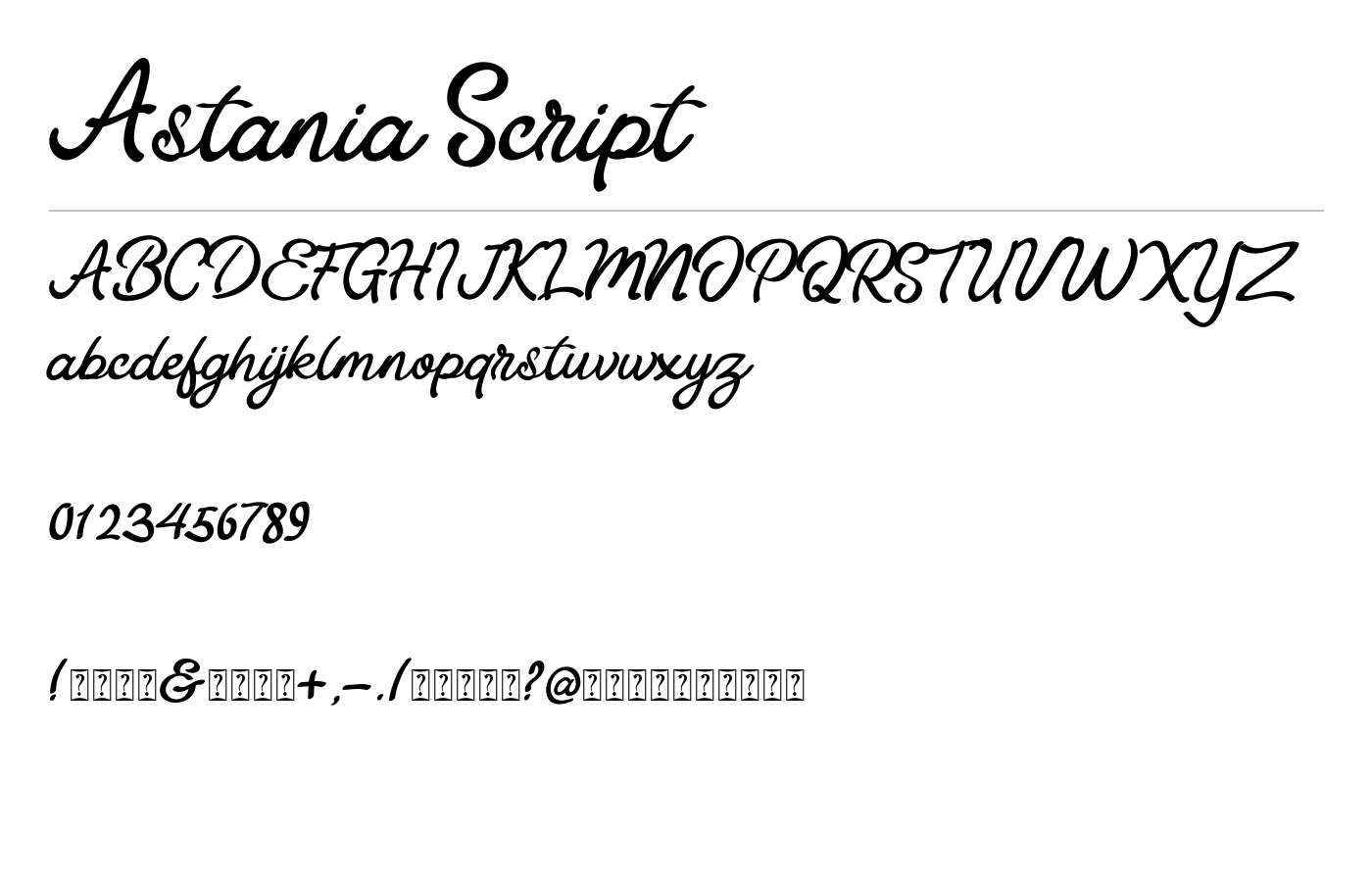 Astania Script Font preview