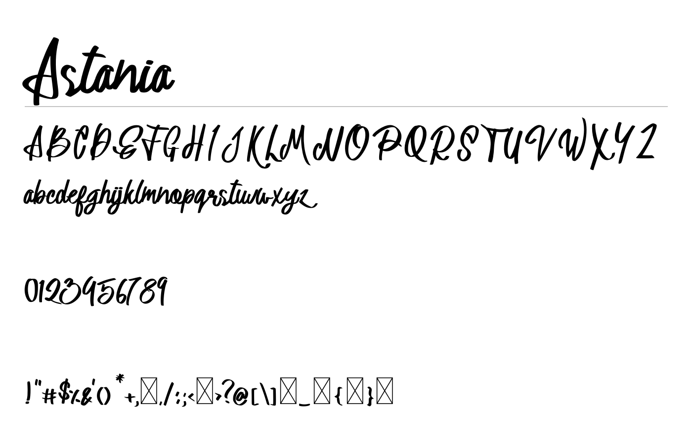 Astania Font preview