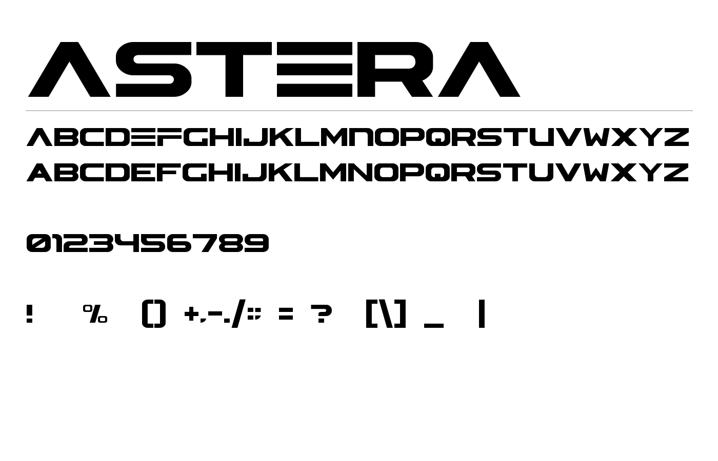 ASTERA Font preview